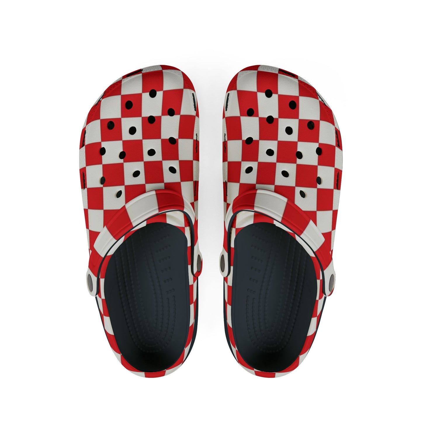 Red and white checkmate Clogs