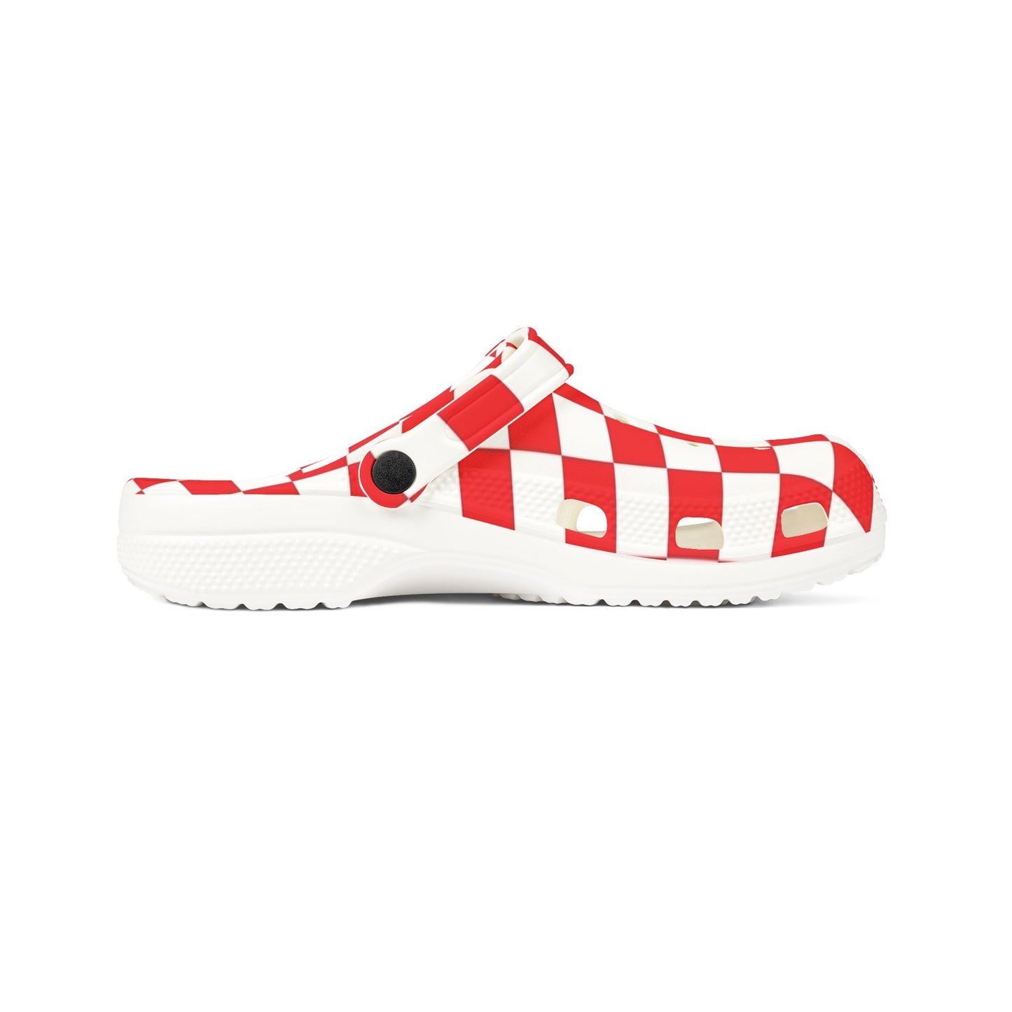 Red and white checkmate Clogs