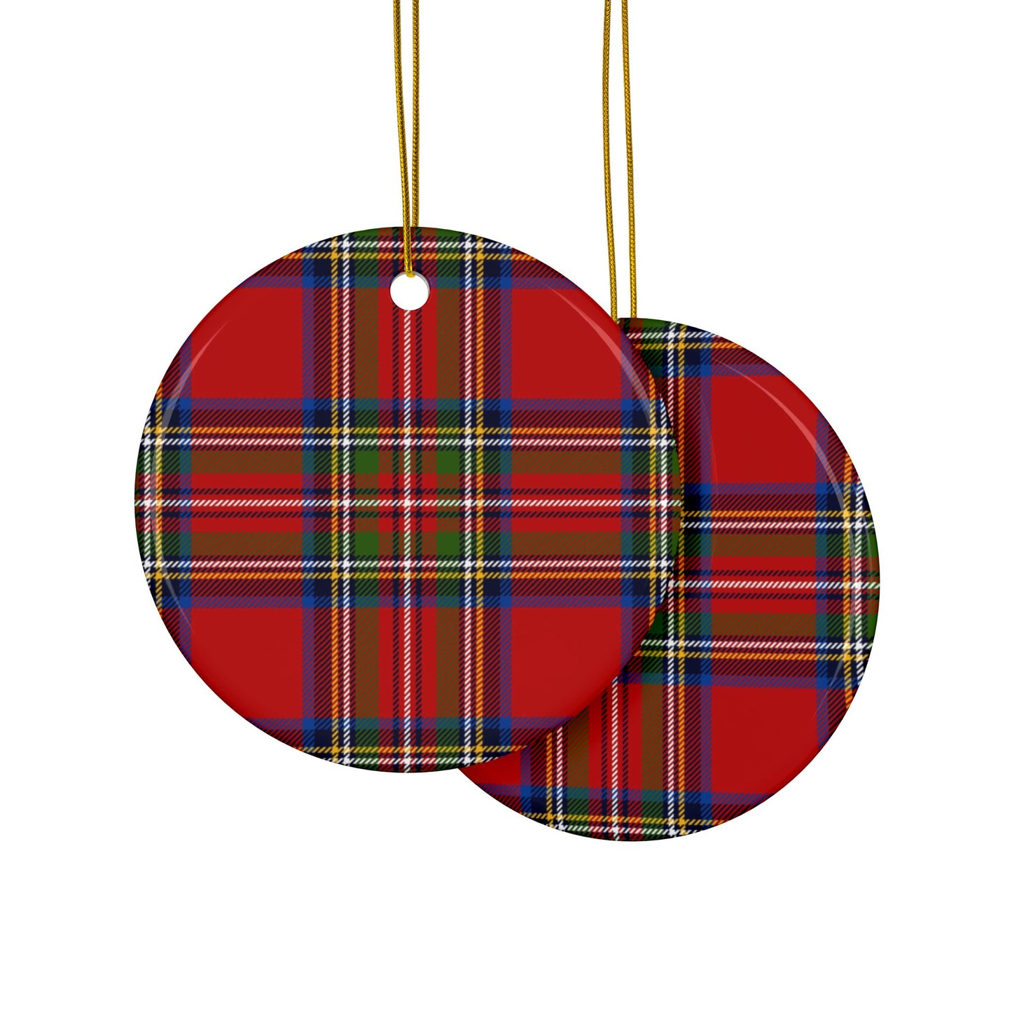 Ceramic Ornaments, 2-Side Print(Plaid), (1pc, 3pcs, 5pcs, 10pcs)