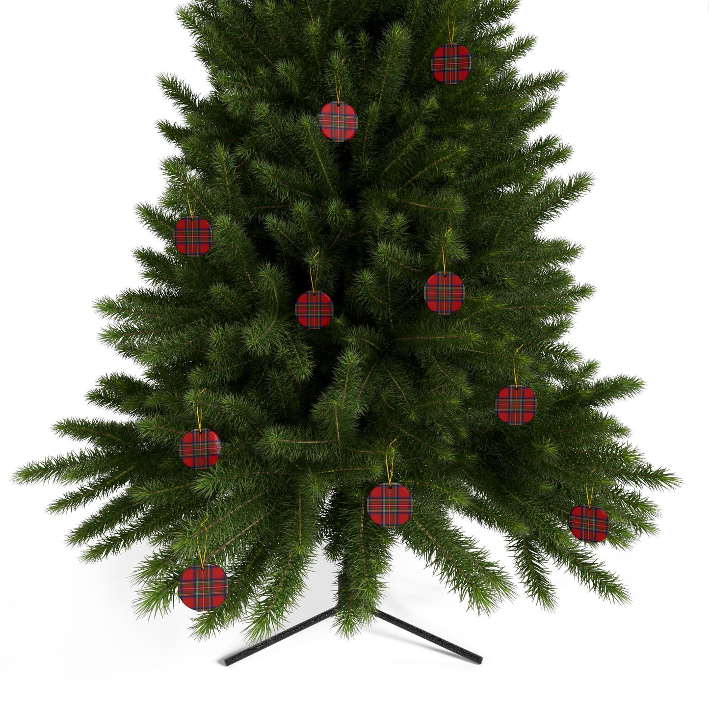 Ceramic Ornaments, 2-Side Print(Plaid), (1pc, 3pcs, 5pcs, 10pcs)