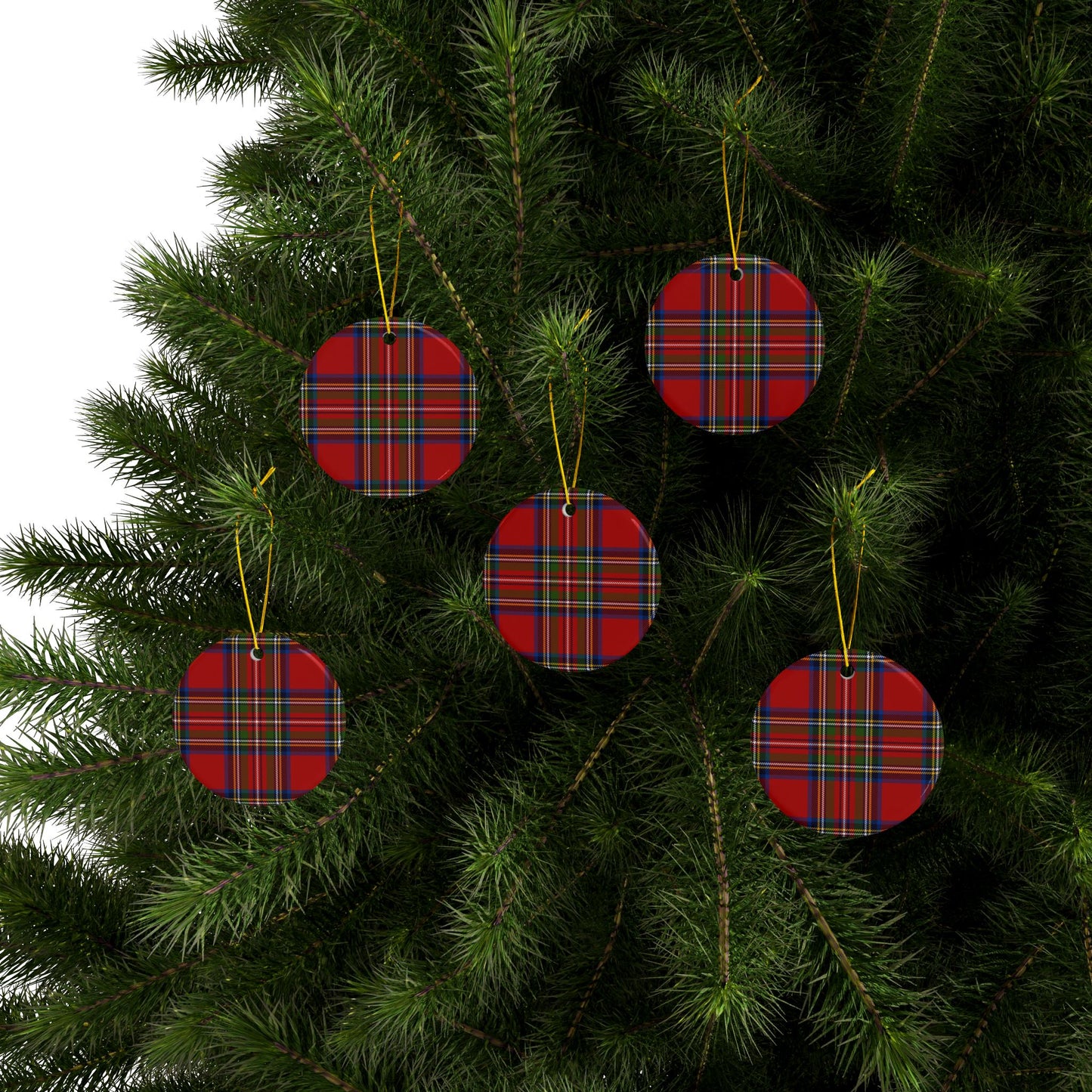Ceramic Ornaments, 2-Side Print(Plaid), (1pc, 3pcs, 5pcs, 10pcs)