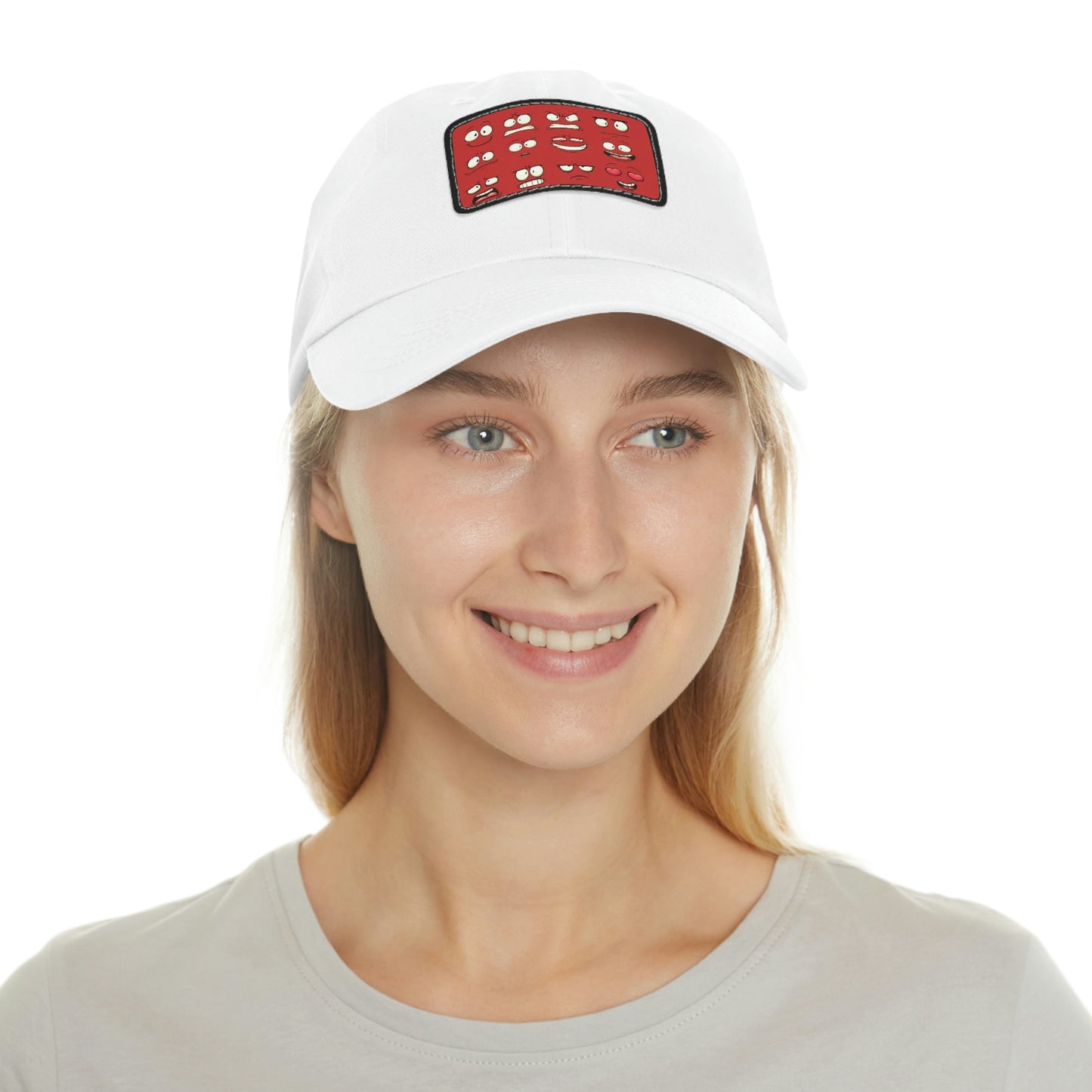 Dad Hat with Patch(Red Smiles)