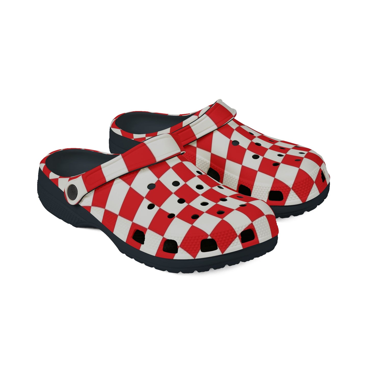 Red and white checkmate Clogs