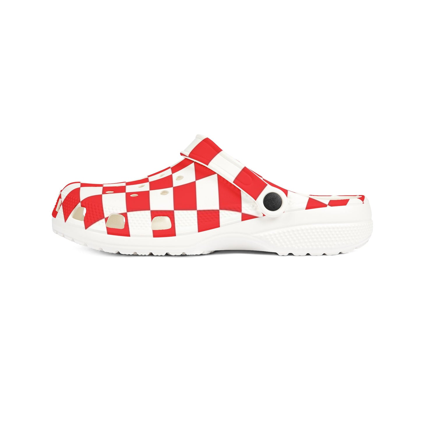 Red and white checkmate Clogs