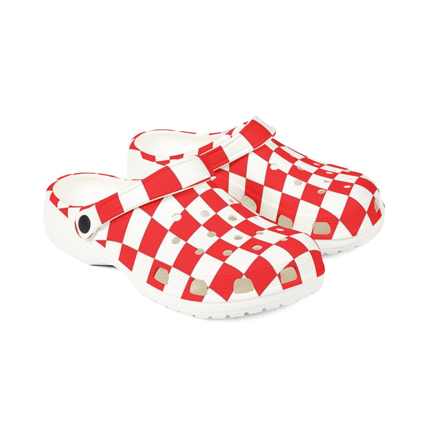 Red and white checkmate Clogs