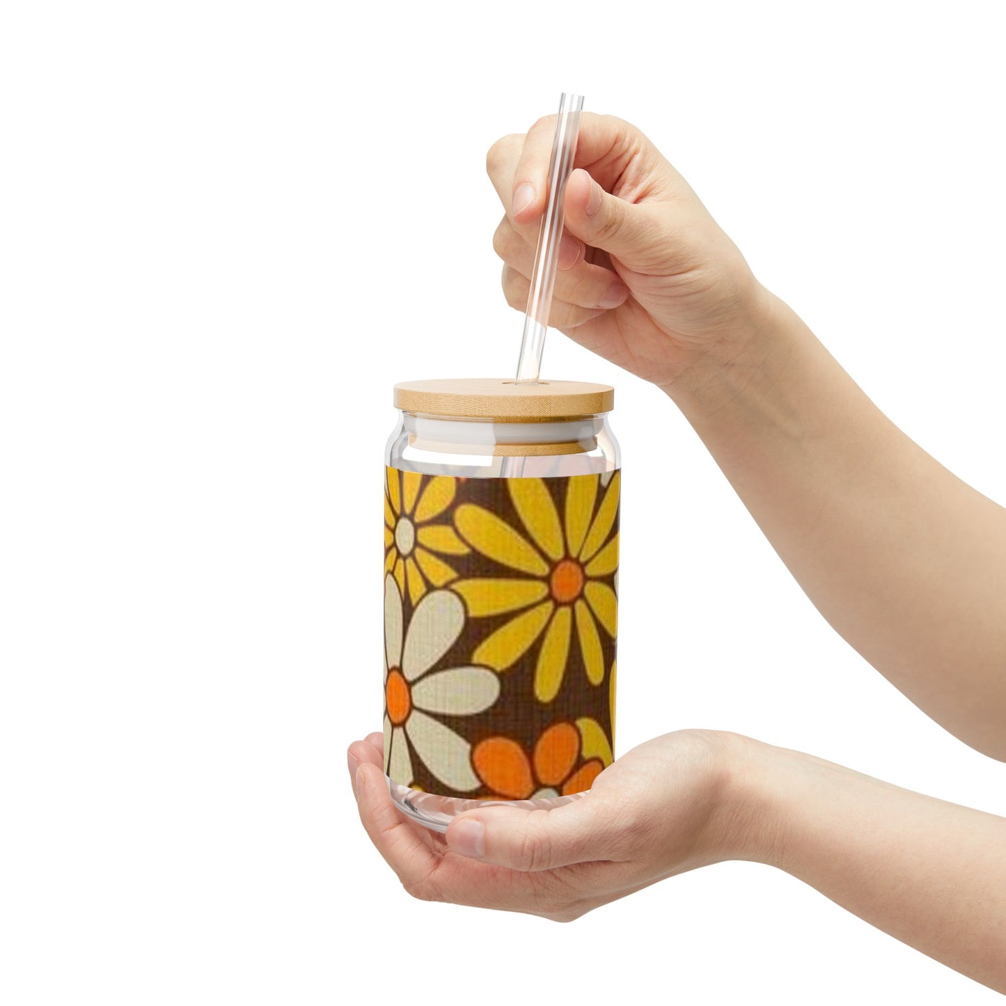 Sipper Glass, 16oz(yellow and brown)