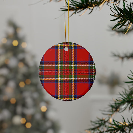 Ceramic Ornaments, 2-Side Print(Plaid), (1pc, 3pcs, 5pcs, 10pcs)