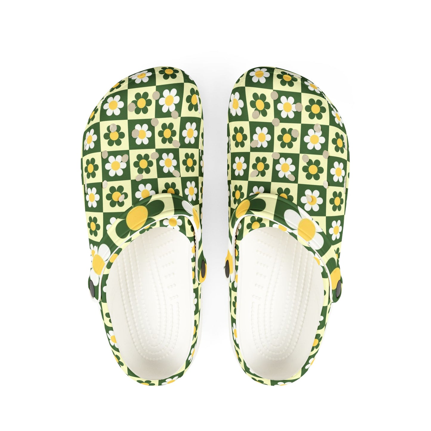 GREEN AND YELLOW FLOWERS CLOGS