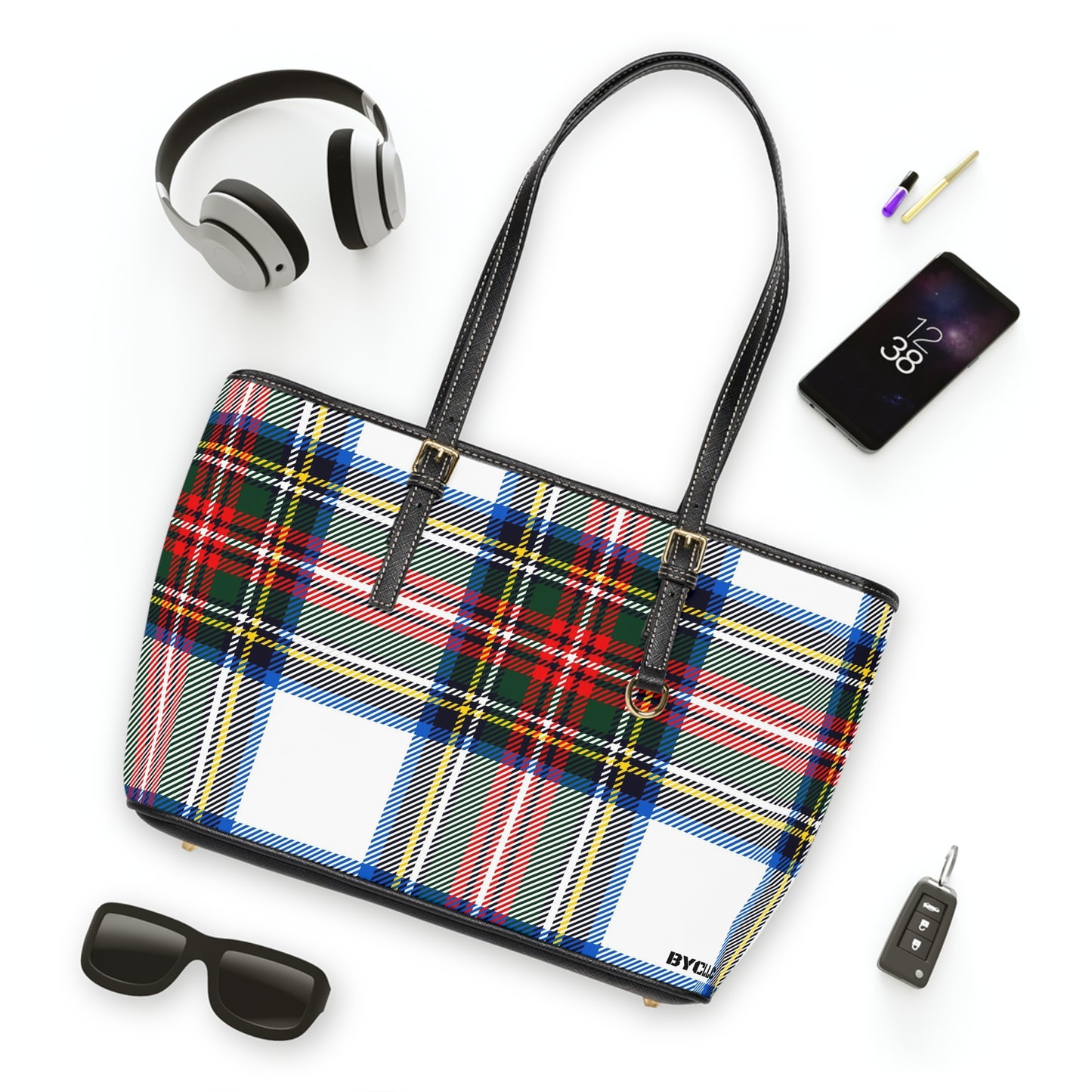 PU Leather Shoulder Bag(Plaid)