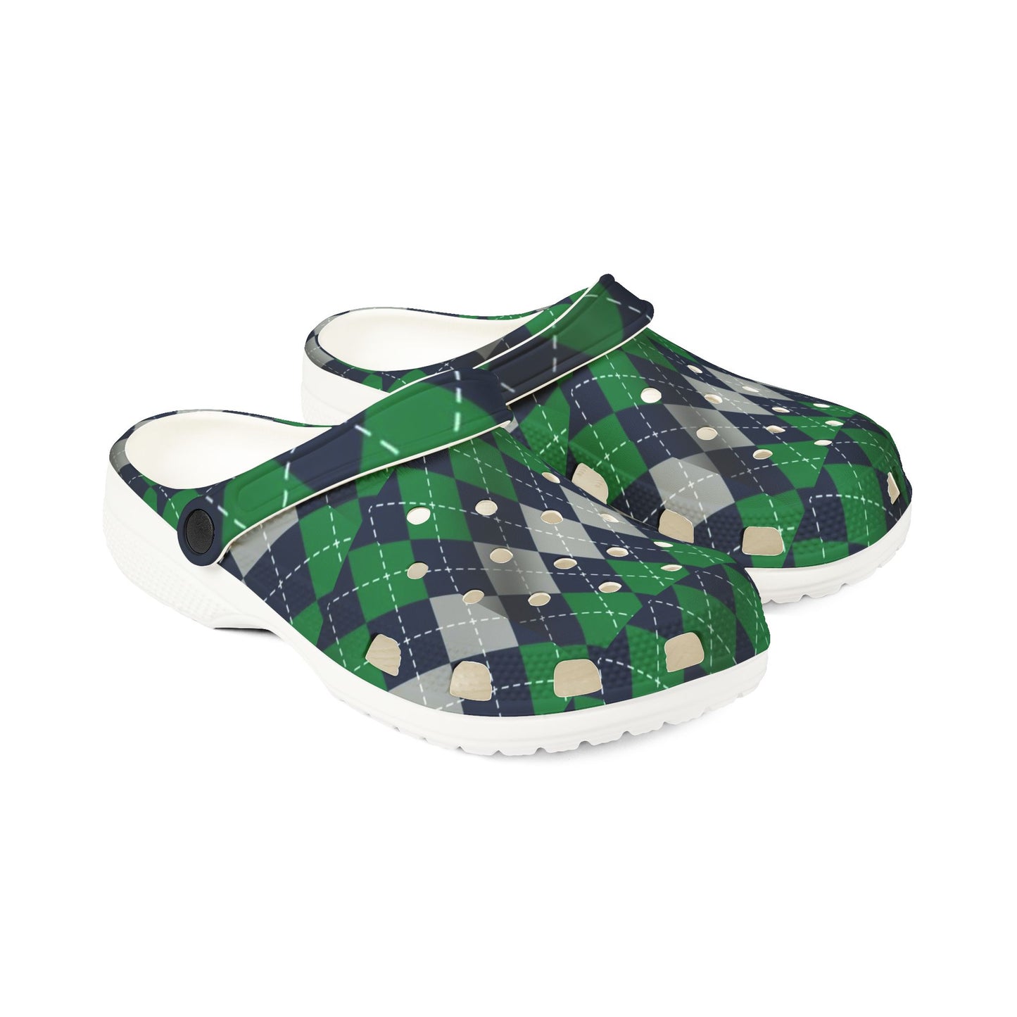 Blue and green Clogs
