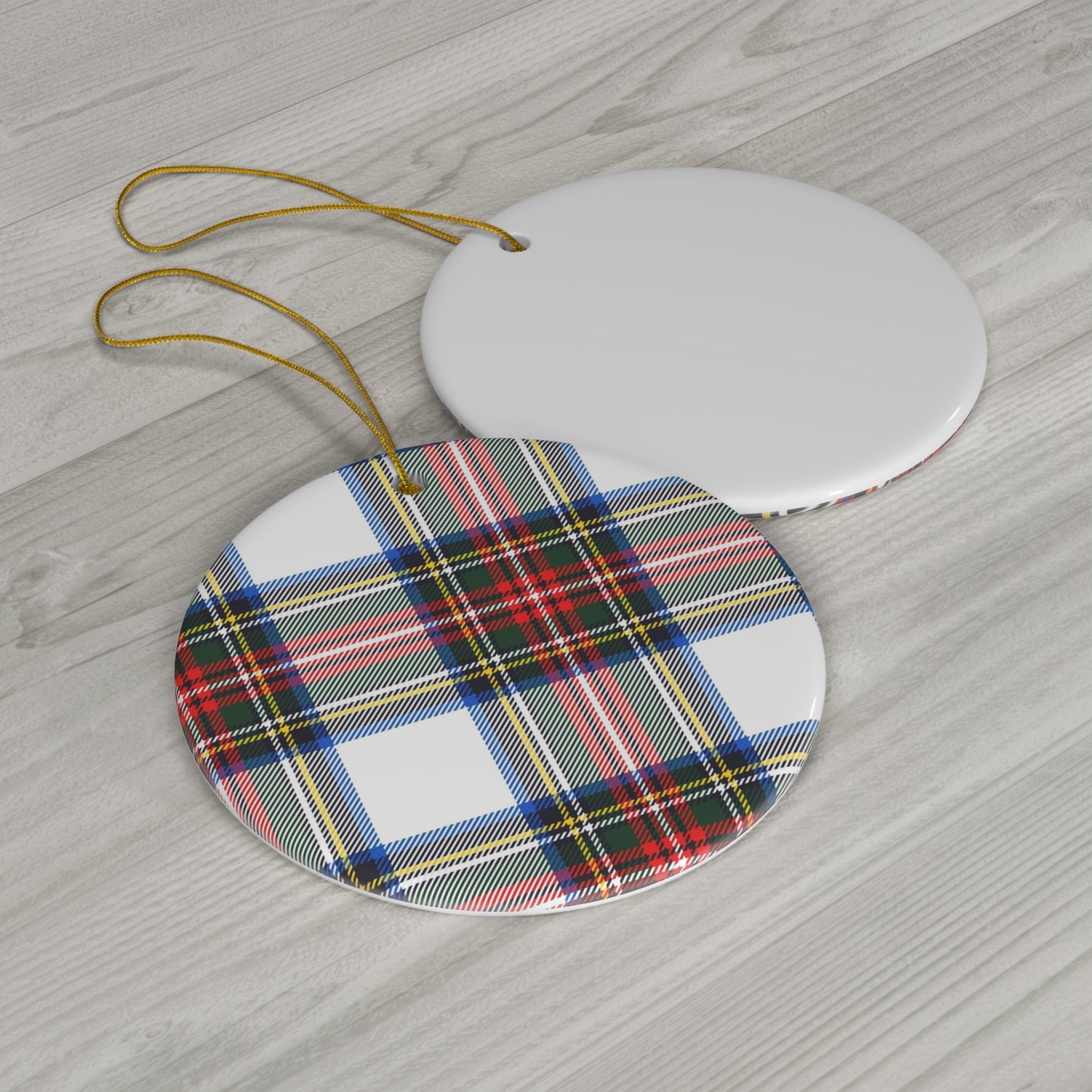Ceramic Ornament, (Plaid Christmas)4 Shapes