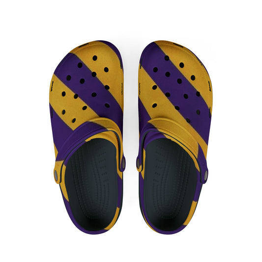 Purple and Gold Clogs