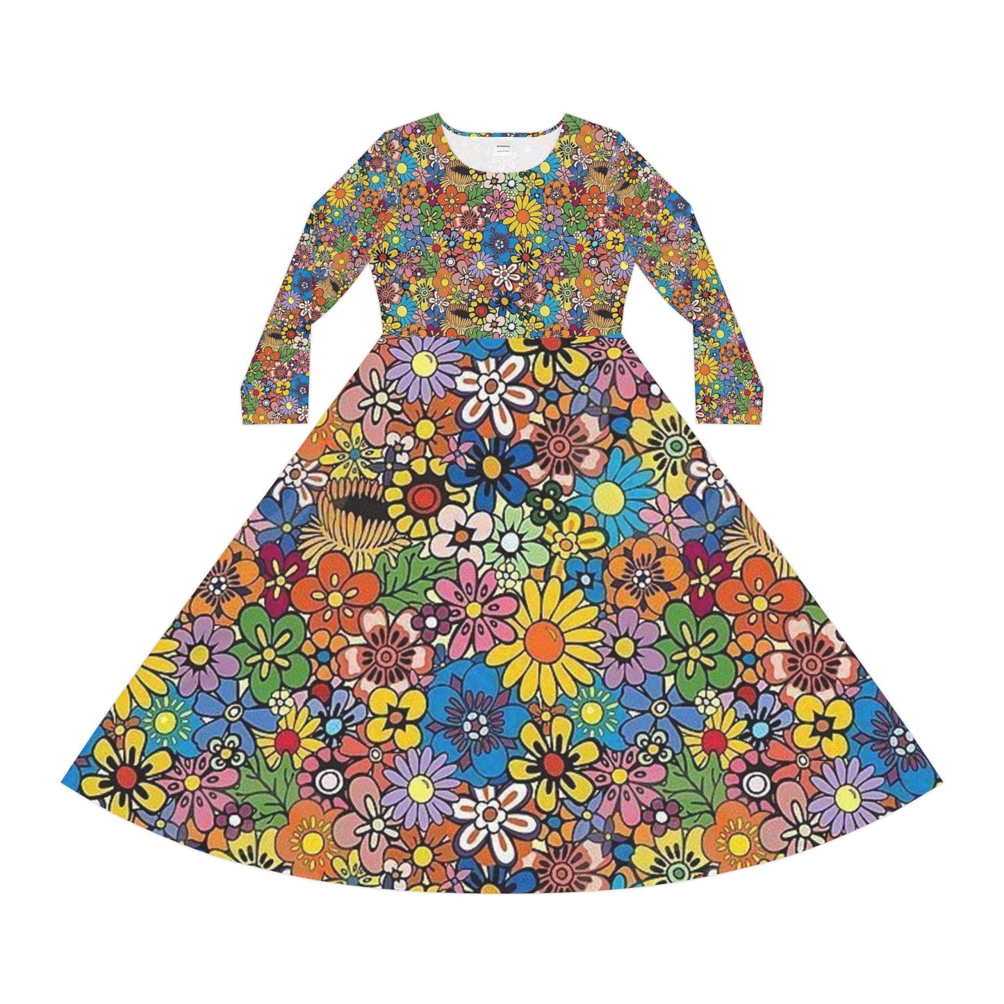 Women's Long Sleeve Dance Dress (Hippie 3)