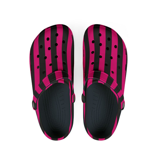 HOT PINK AND BLACK CLOGS